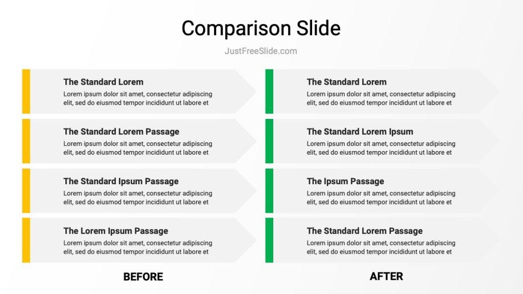 Free Comparison Before VS After Infographics (6 Slides) for Google Slides