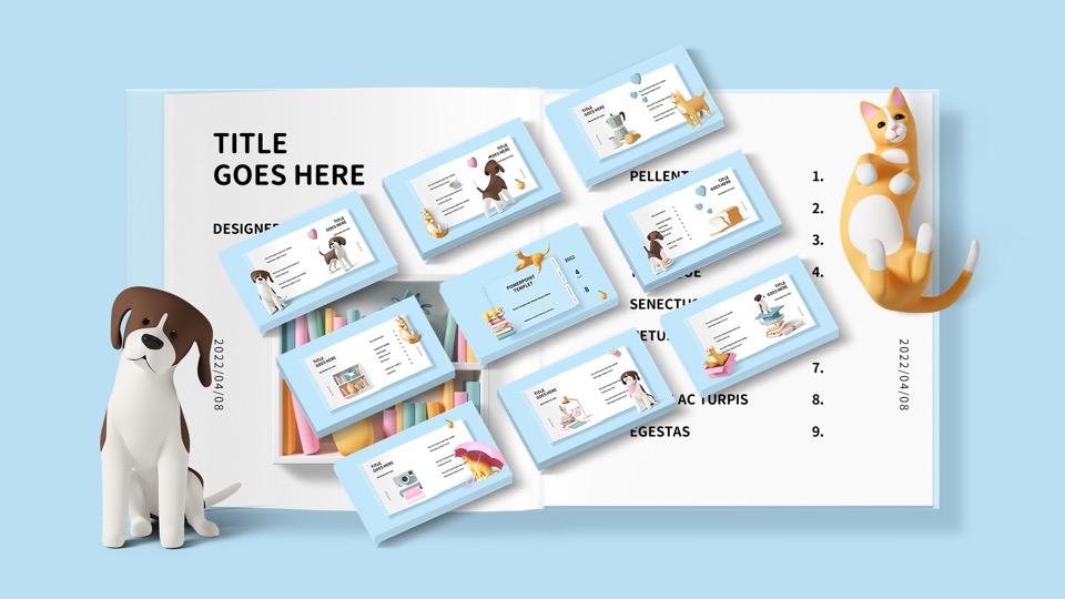 Cute 3D Notebook PowerPoint template Free Download Just Free Slide