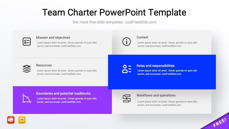Free Team Charter PowerPoint Template (3 Pages) Just Free Slide
