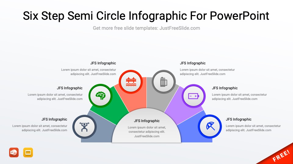 Free Six Step Semi Circle Infographic For PowerPoint (3 Slides) Just