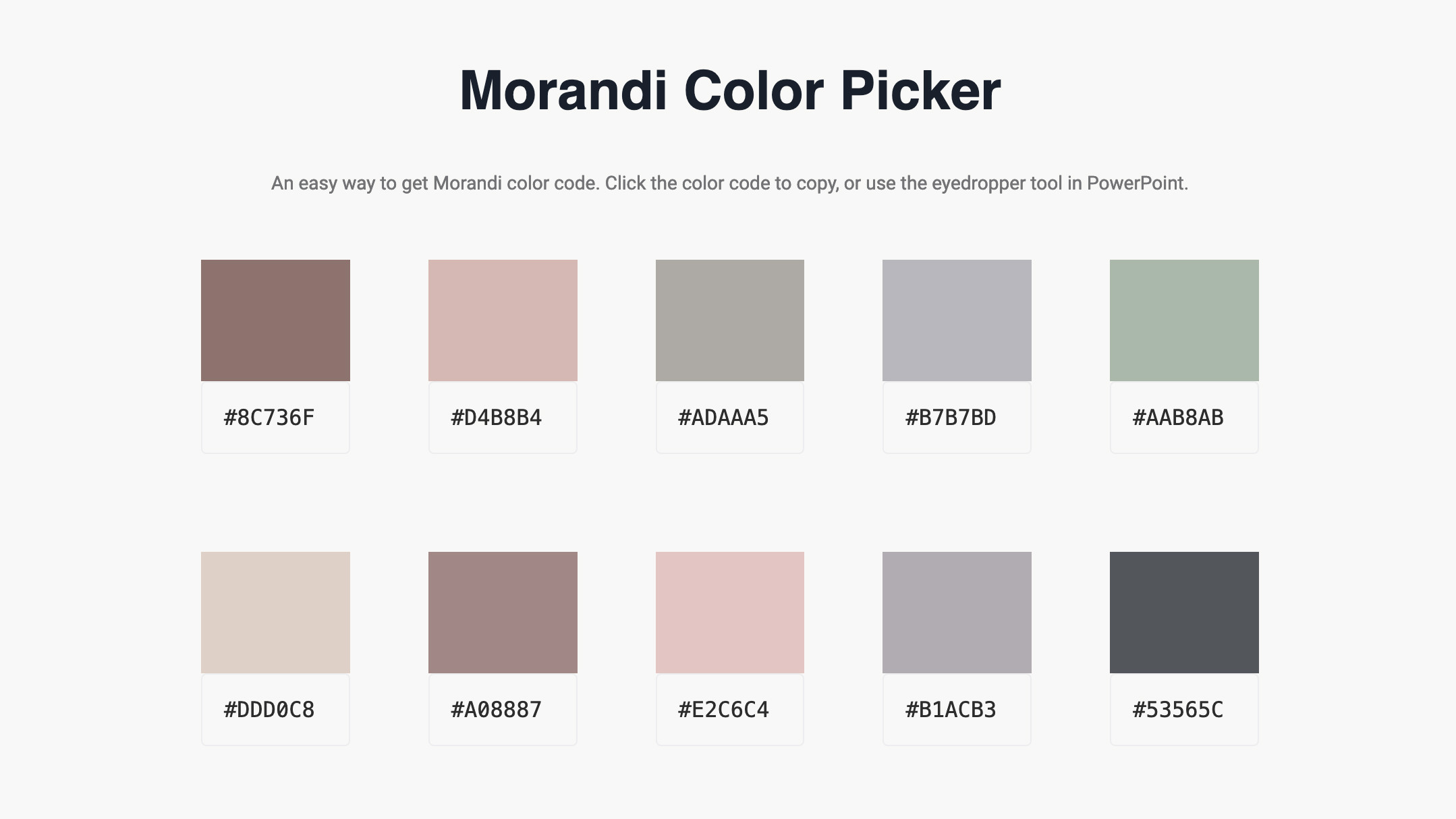 Morandi Color Picker 200+ Color Palette Just Free Slide