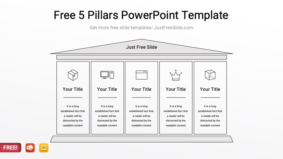 5 Pillars PowerPoint Template Free Download (4 Slides) Just Free Slide