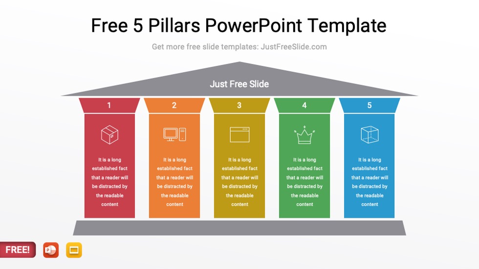 5 Pillars PowerPoint Template Free Download (4 Slides) Just Free Slide