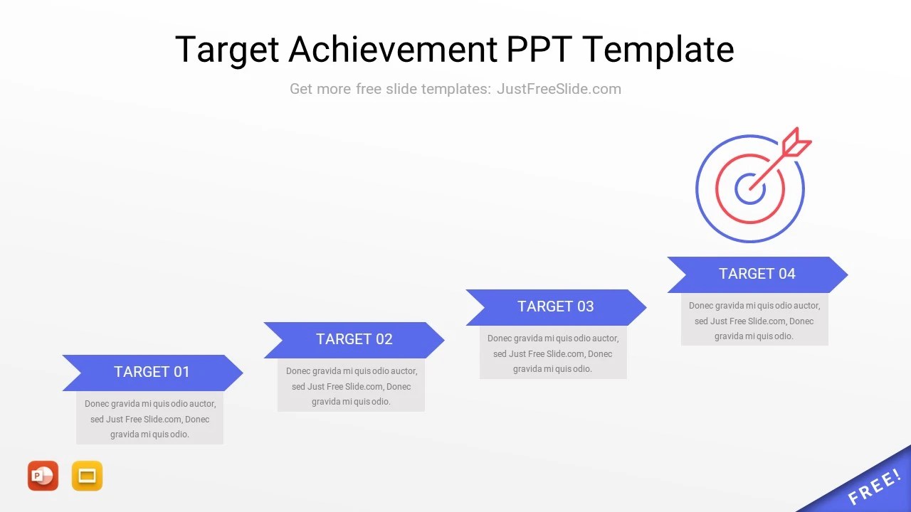 Target Achievement PPT Template (5 Slides) Free Download Just Free Slide