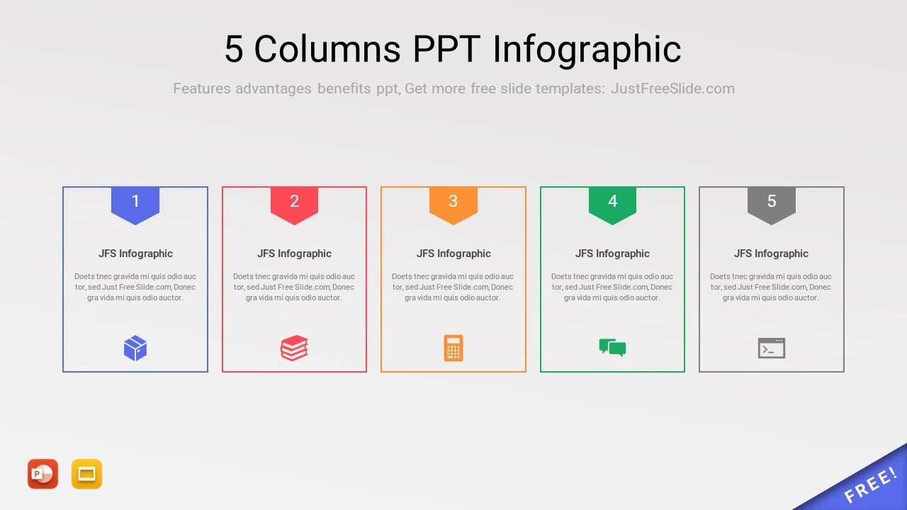 5 Columns PPT Infographic Free Download (11 Layouts) Just Free Slide