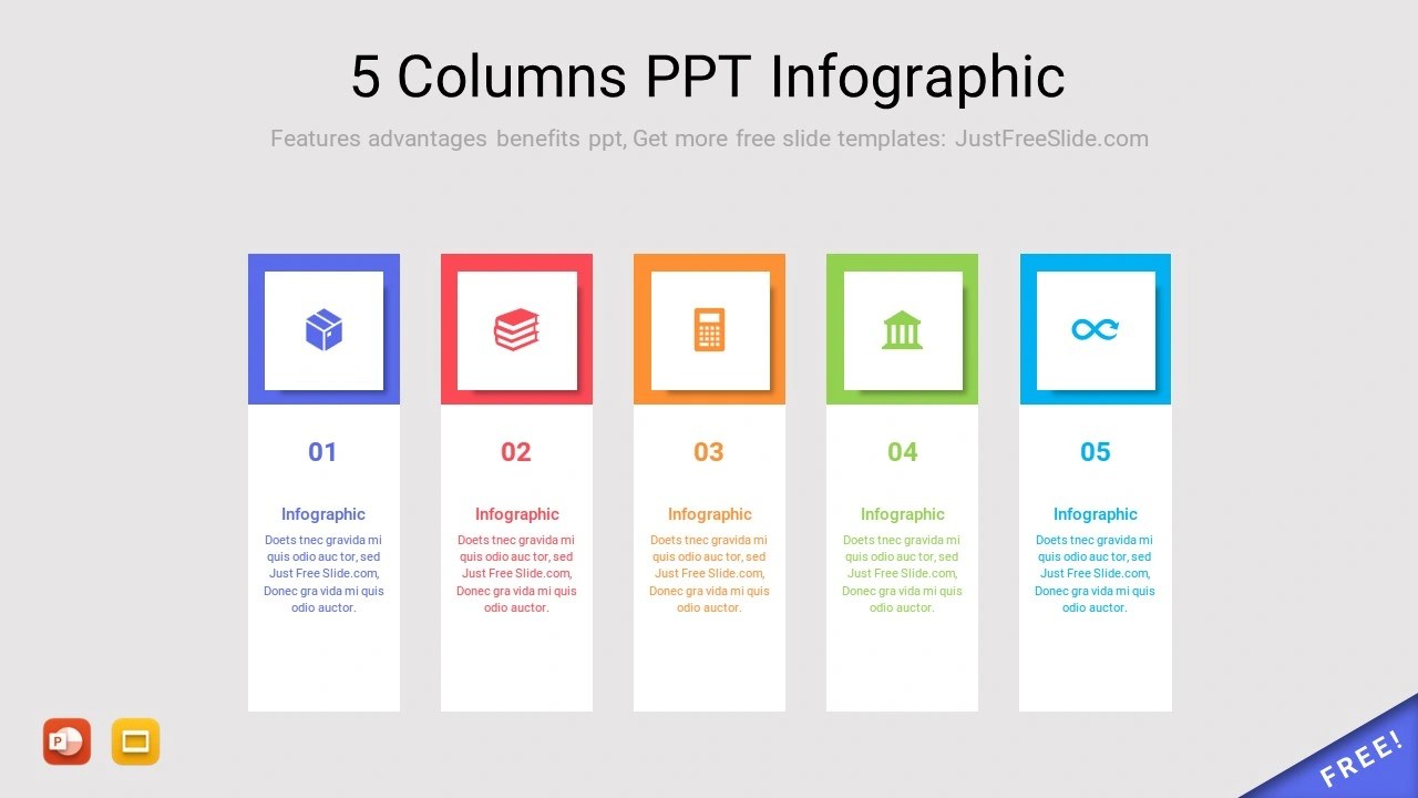 5 Columns PPT Infographic Free Download (11 Layouts) Just Free Slide