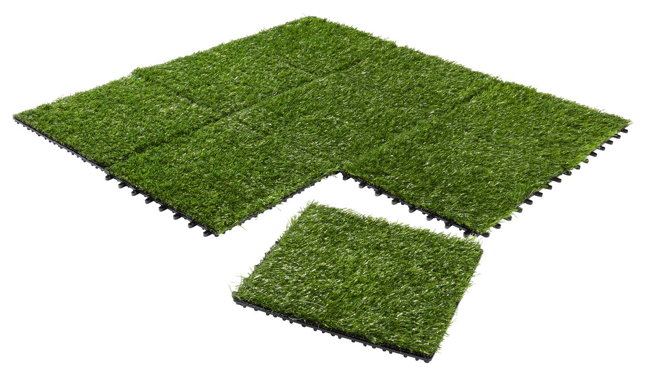 Deck tiles KNEKKAND W30xL30 grass pack of 9 JYSK