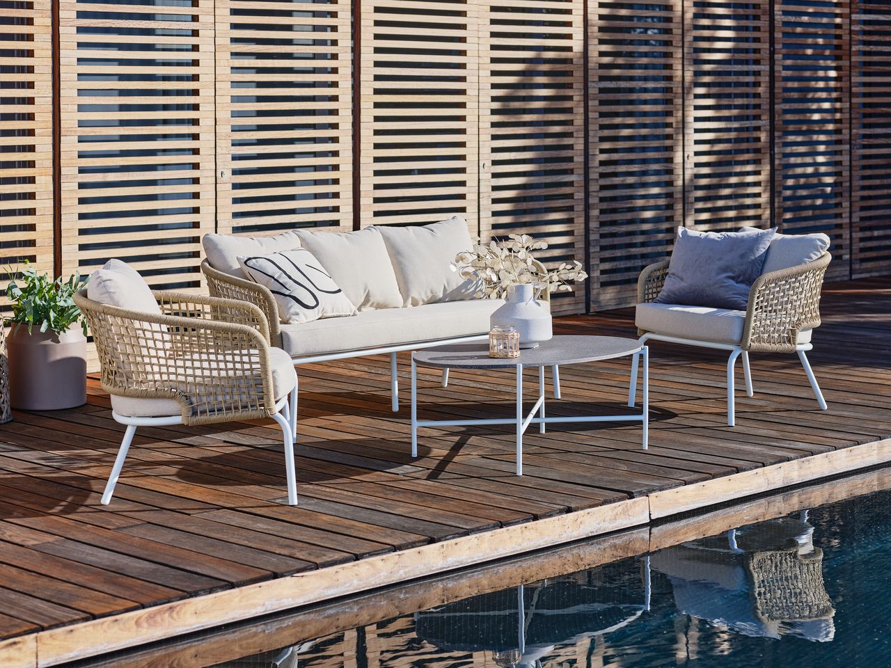 LoungeSet DYVIG 5 Personen schnelltrocknend weiß JYSK