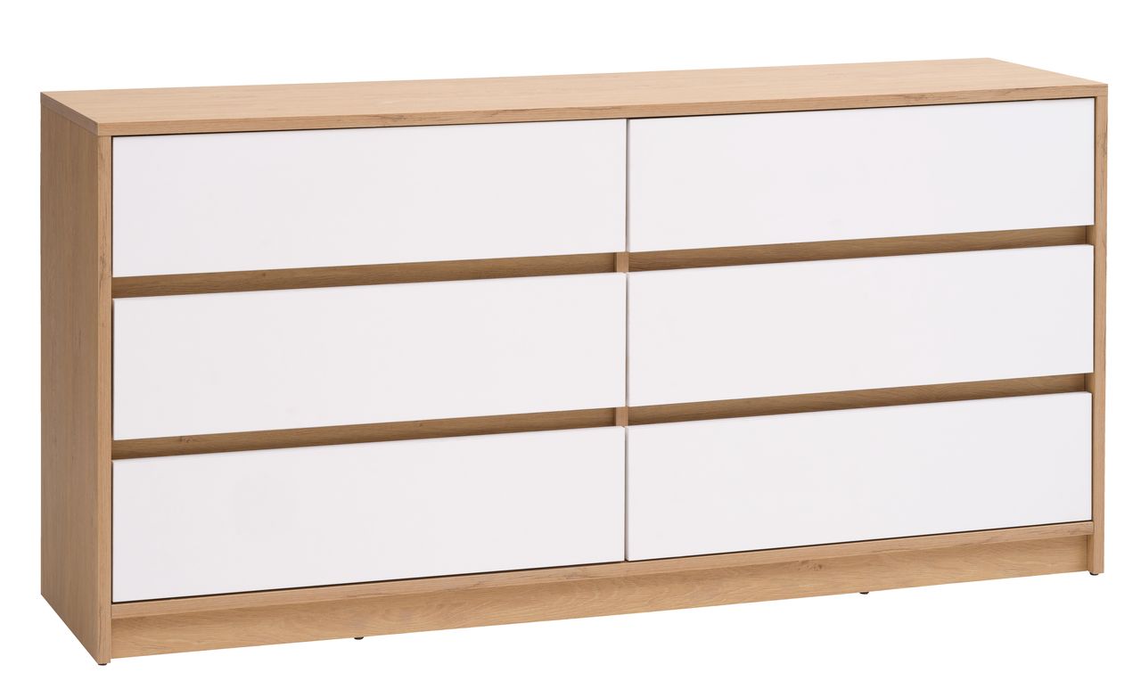 3+3 drawer chest BILLUND white/oak JYSK