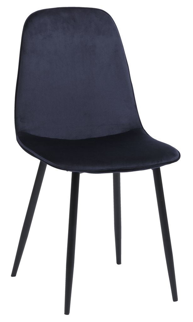 Chaise BISTRUP velours bleu foncé/noir JYSK