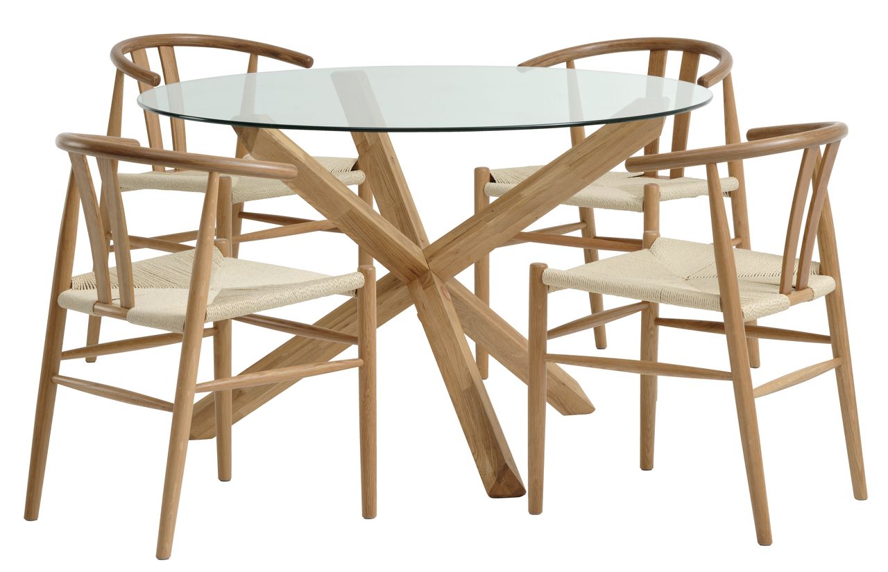 AGERBY D119 table oak + 4 GUDERUP chairs oak/natural JYSK