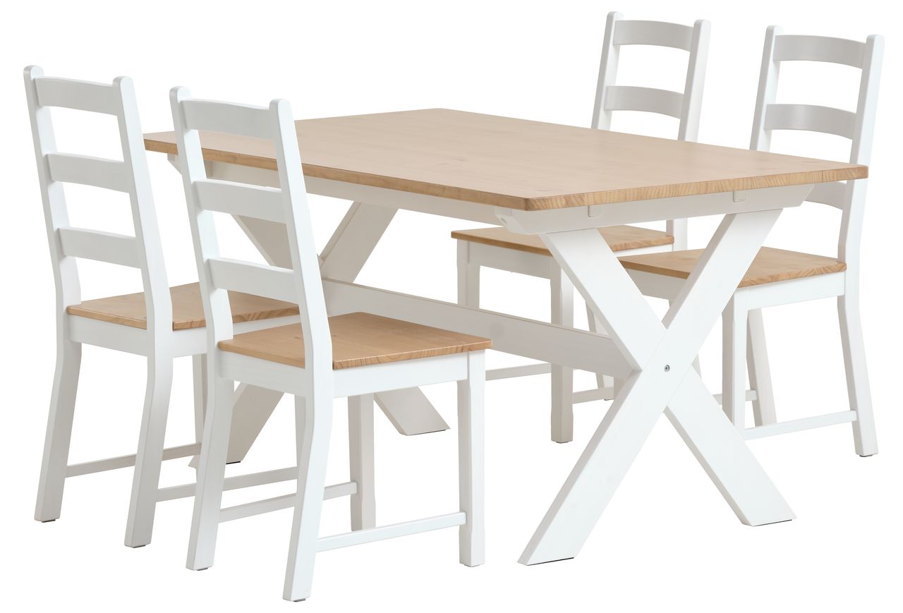 VISLINGE L150 table natural + 4 VISLINGE chairs natural JYSK