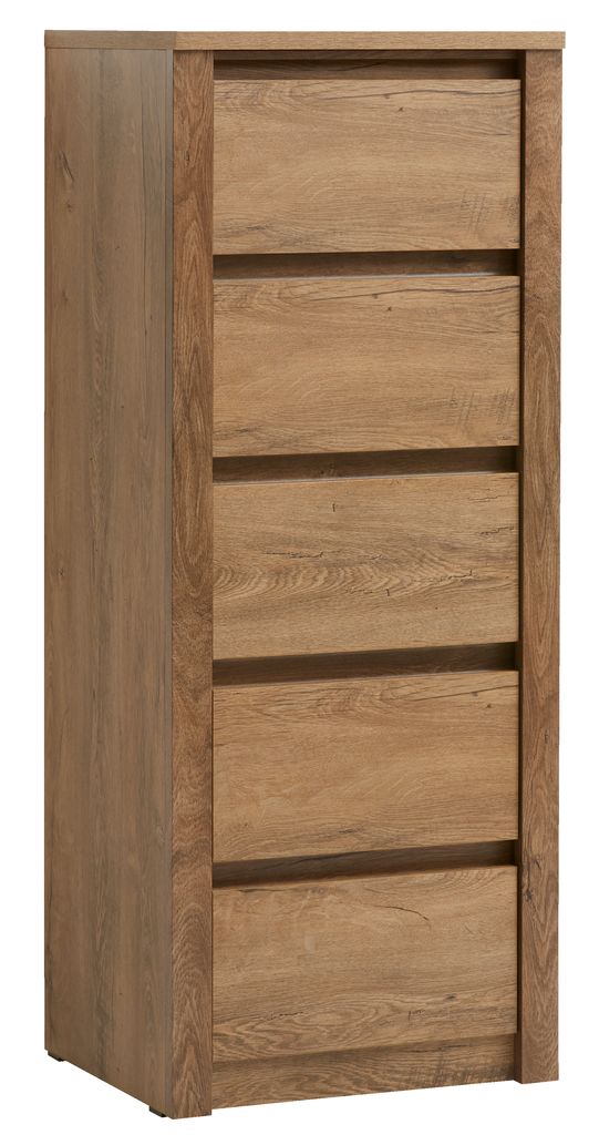 5 drawer chest VEDDE slim wild oak JYSK
