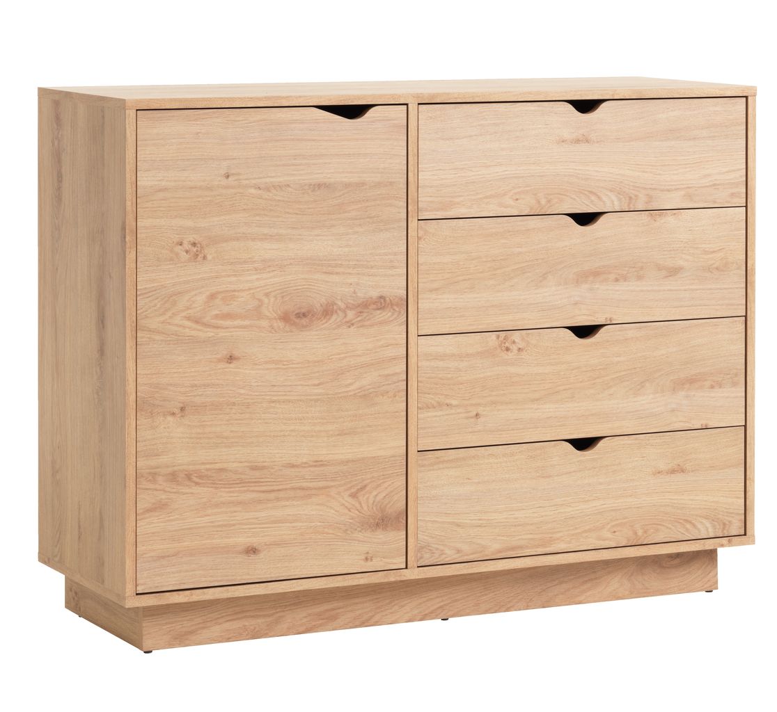 Komód MAMMEN 4 fiókos 1 ajtós tölgy JYSK