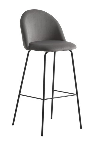 jysk barstolar Bar Stool Grindsted Velvet Grey/Black | Jysk