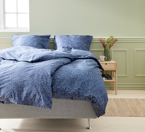 sängkläder jysk Påslakanset Ines Percale 150X210 Mörkblå | Jysk