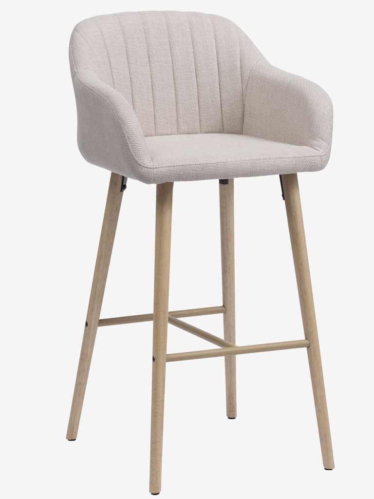 Bar stool ADSLEV beige fabric/oak colour JYSK