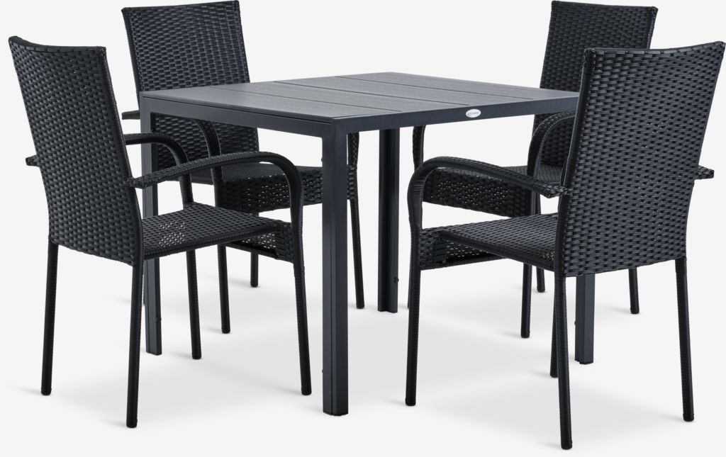 MADERUP L90 table + 4 GUDHJEM chair black JYSK