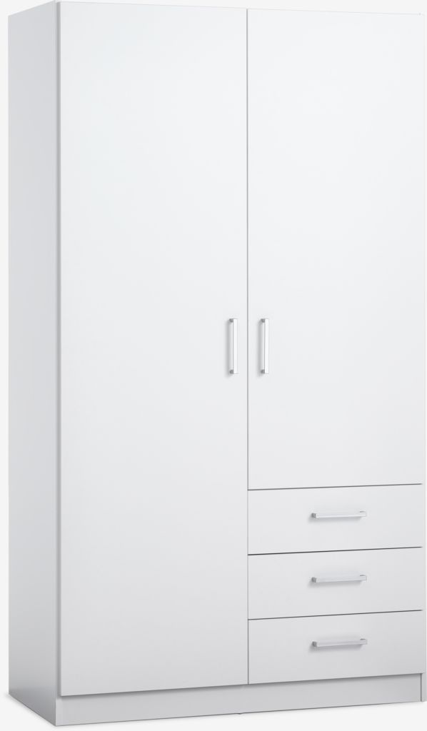 Wardrobe FANDRUP 97x176 2 doors 3 drawers white JYSK
