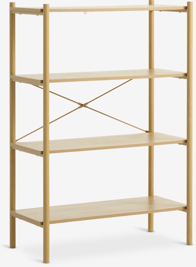 Shelving unit LINDVED 4 shelves oak colour JYSK