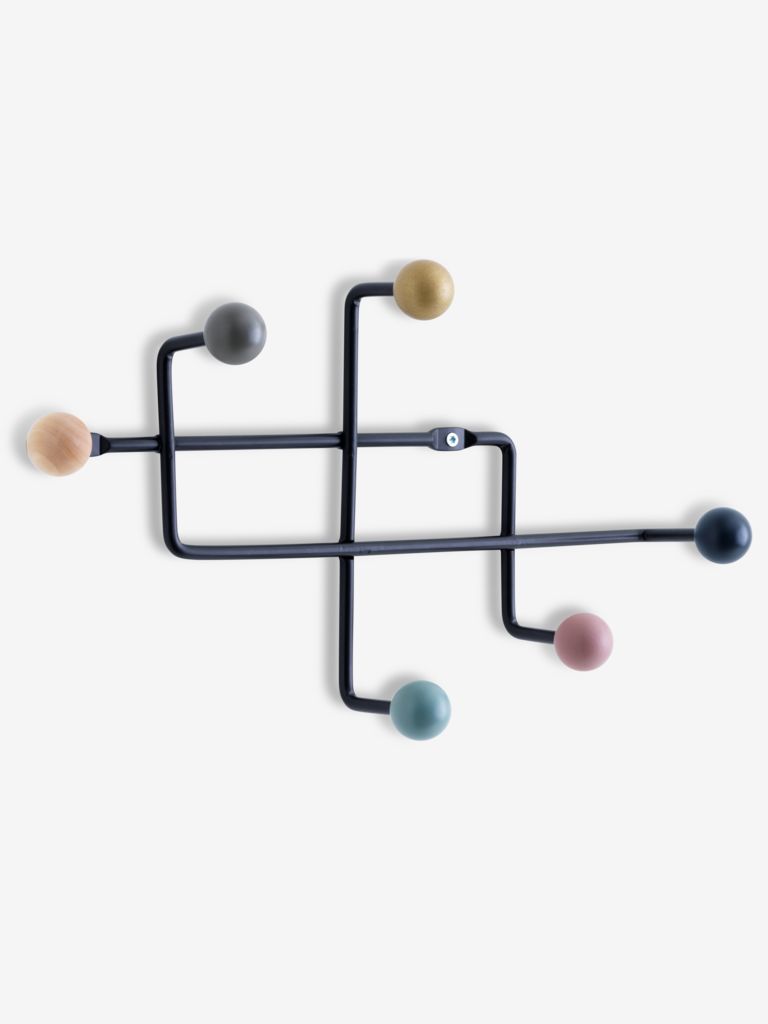 Coat rack GAMBY 6 coloured hooks/black JYSK
