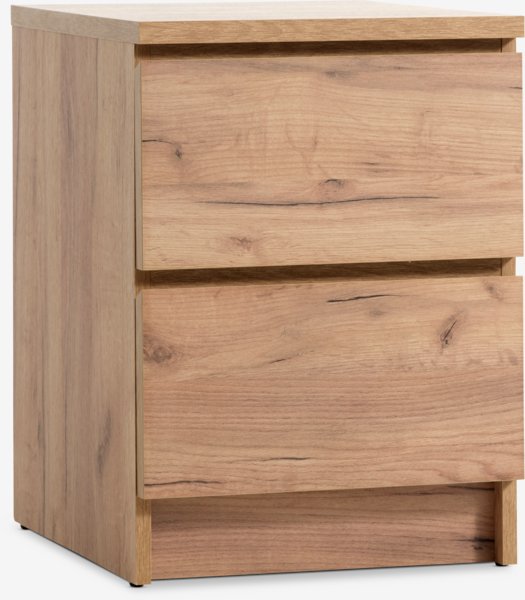 Bedside table LIMFJORDEN 2 drawers natural oak colour JYSK