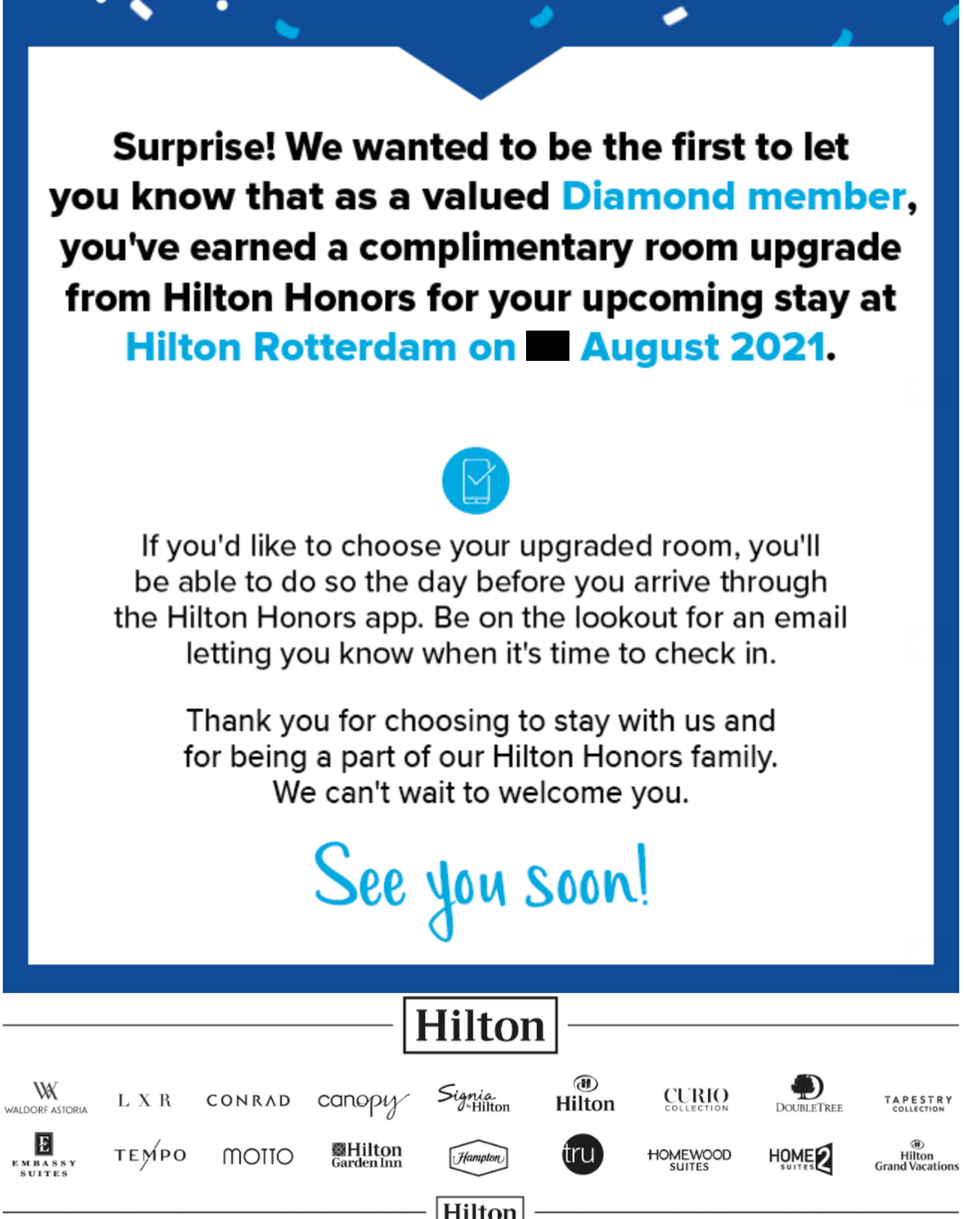 Another Email From Hilton We’re upgrading your stay