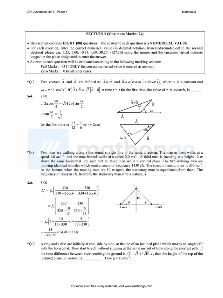 JEE Advanced 2018 Question Paper1 MathonGo