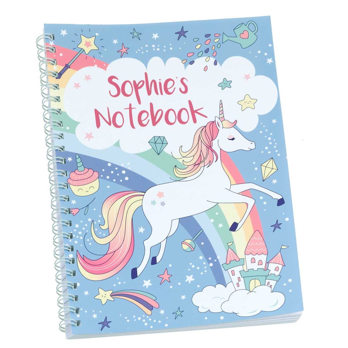 Rainbow Unicorn Personalised Notebook Named Notebooks
