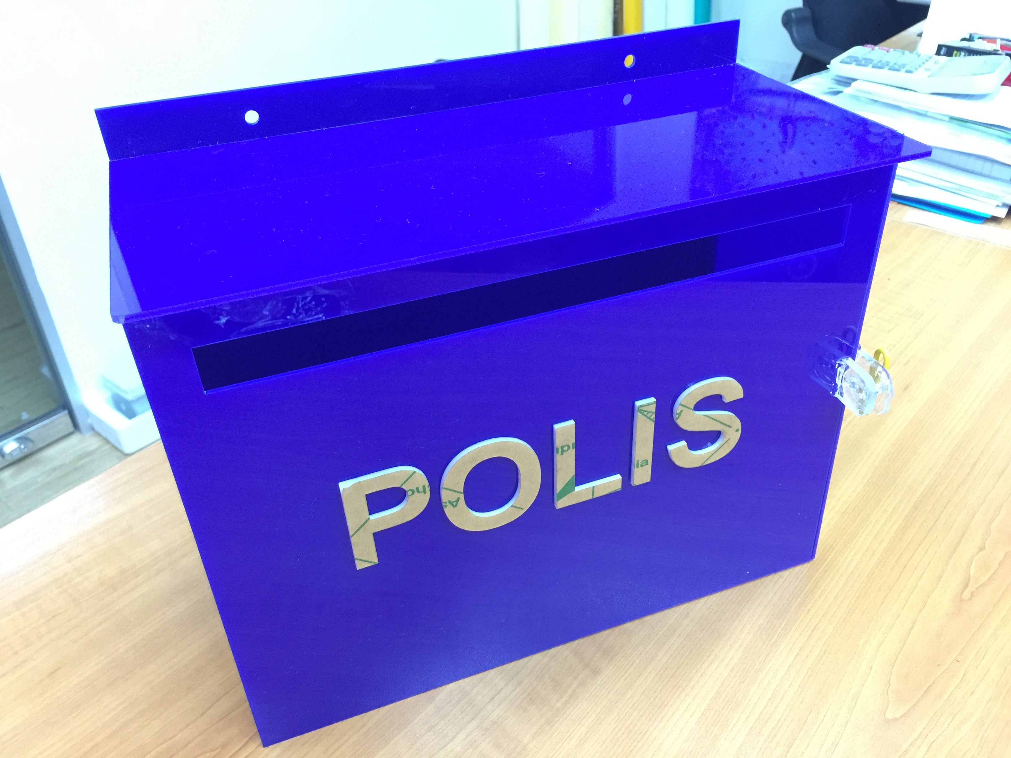 ACRYLIC LETTER BOX (POLIS) Customize Box Acrylic Display Box Puchong
