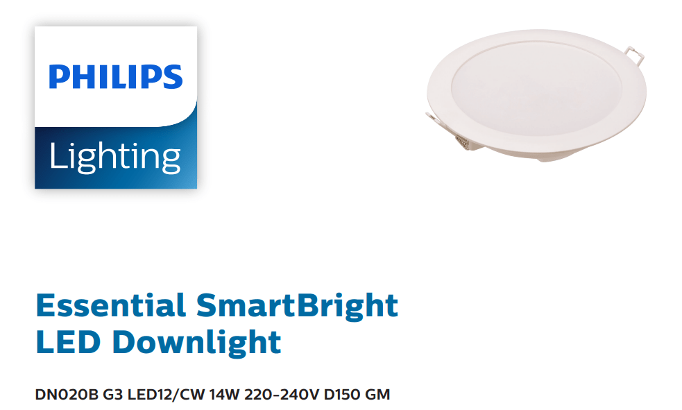 PHILIPS DN020B G3 LED12 14W 220240V D150 ROUND LED RECESSED DOWNLIGHT [3000K/4000K/6000K
