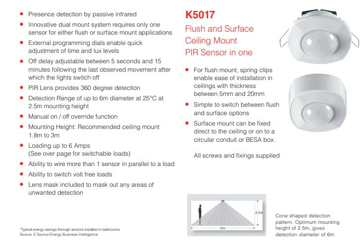 MK K5017 SURFACE/RECESSED PIR PHOTOCELL MOTION SENSOR PHILIPS LIGHTING PHILIPS UVC/MEDICAL Kuala