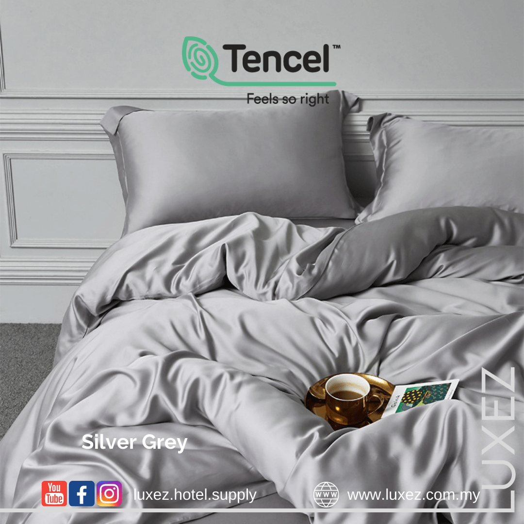 Luxez 100 TENCEL™ Full Bed Set Charcoal Grey Hotel Bed Sheet / Bed