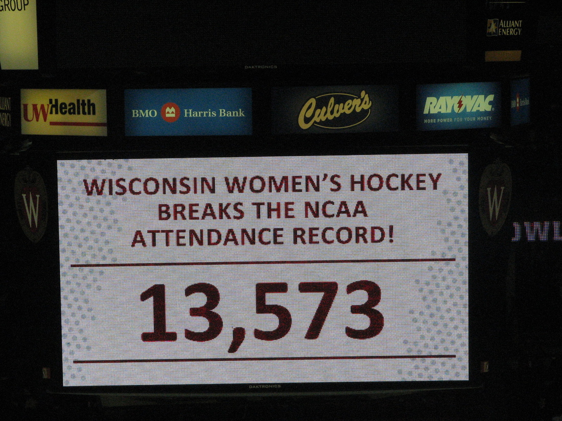 Where does Fill the Bowl rank in women's hockey attendance? Bucky's