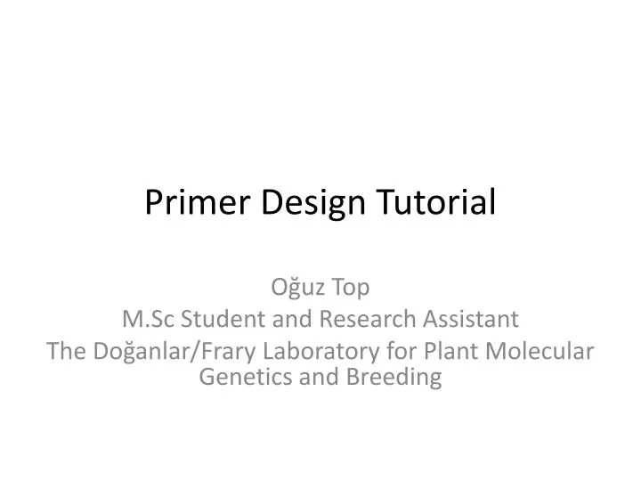 PPT Primer Design Tutorial PowerPoint Presentation, free download