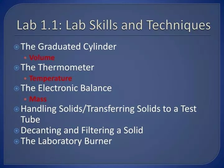 PPT Lab 1.1 Lab Skills and Techniques PowerPoint Presentation, free