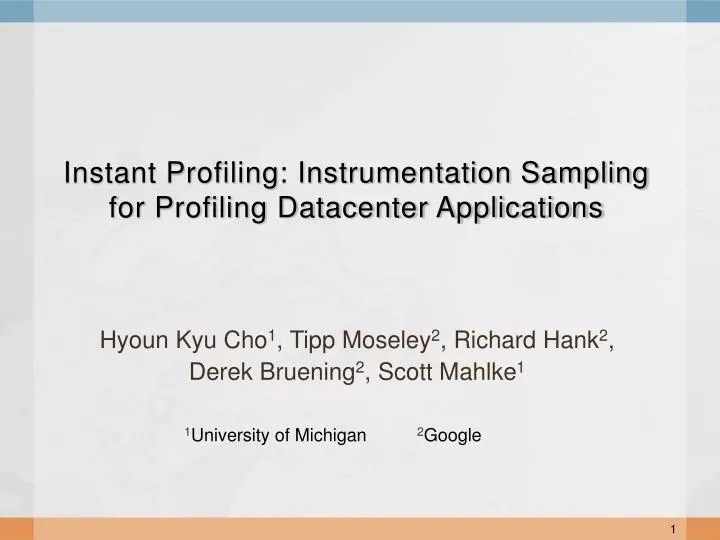 PPT Instant Profiling Instrumentation Sampling for Profiling