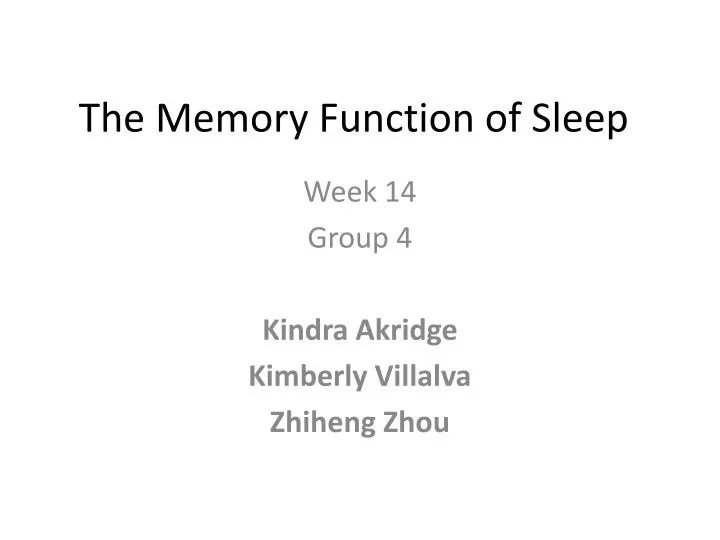 PPT The Memory Function of Sleep PowerPoint Presentation, free