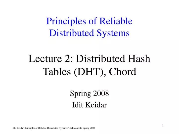 PPT Principles of Reliable Distributed Systems Lecture 2 Distributed