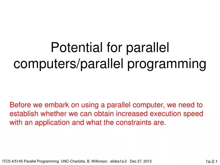 PPT Potential for parallel computers/parallel programming PowerPoint