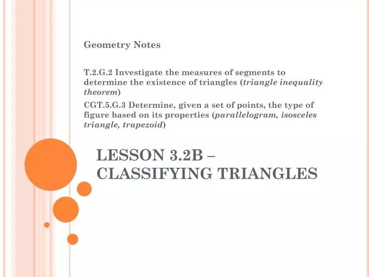 PPT LESSON 3.2B CLASSIFYING TRIANGLES PowerPoint Presentation, free