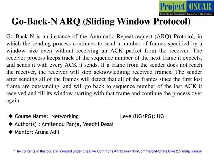 PPT GoBackN ARQ (Sliding Window Protocol) PowerPoint Presentation