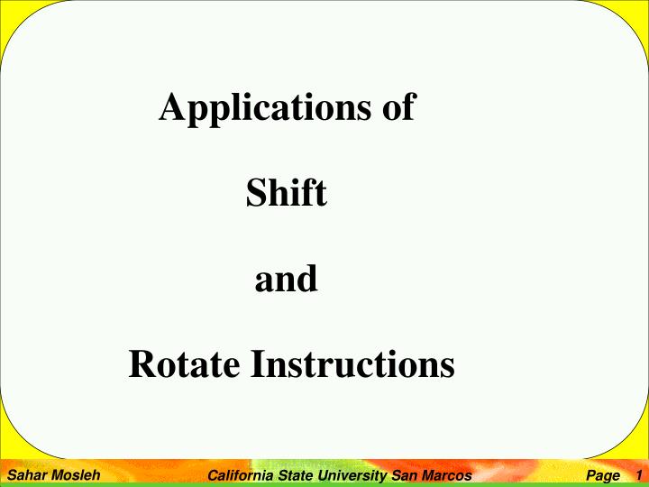 PPT Applications of Shift and Rotate Instructions PowerPoint