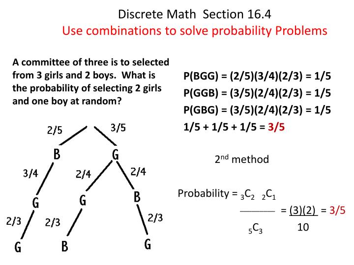PPT Discrete Math Section 16.4 Use combinations to solve probability Problems PowerPoint
