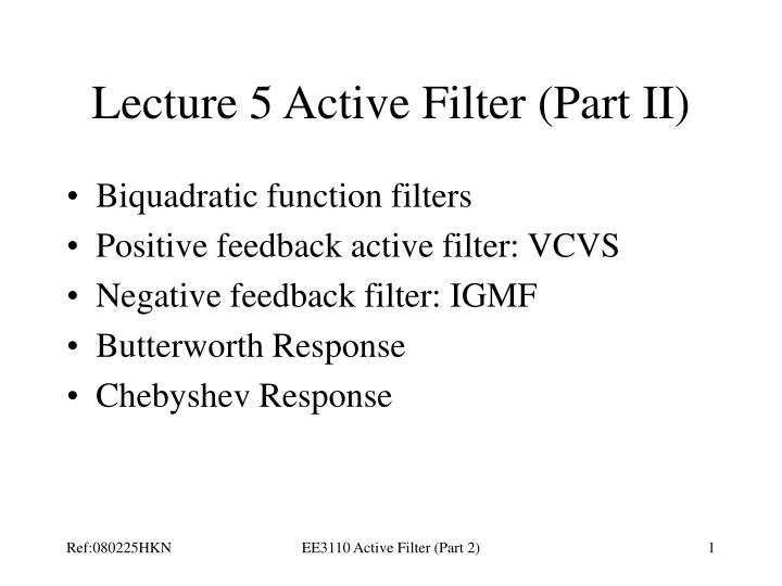PPT Lecture 5 Active Filter (Part II) PowerPoint Presentation, free