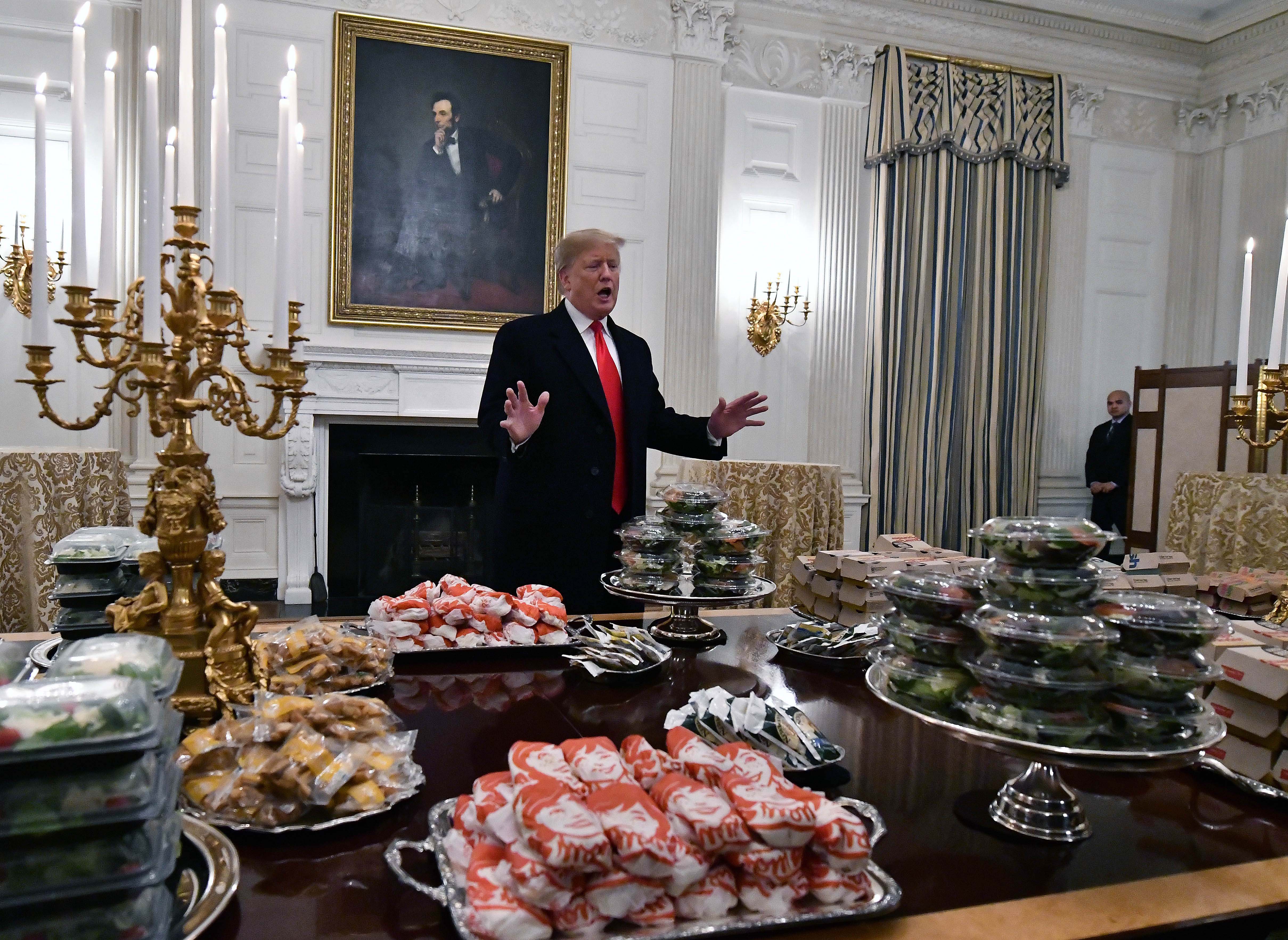 Donald Trump serves Clemson football team fast food at White House