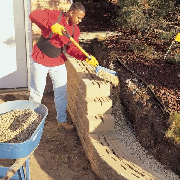 How to Build a Concrete Block Retaining Wall The Family Handyman