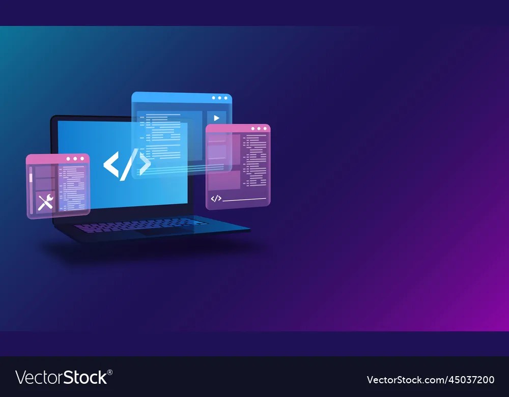  development programming and code testing ui Vector Image