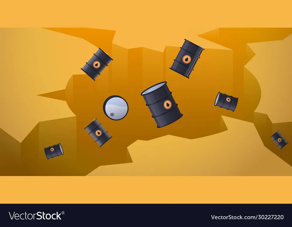 Oil barrels falling down in hole abyss decrease Vector Image