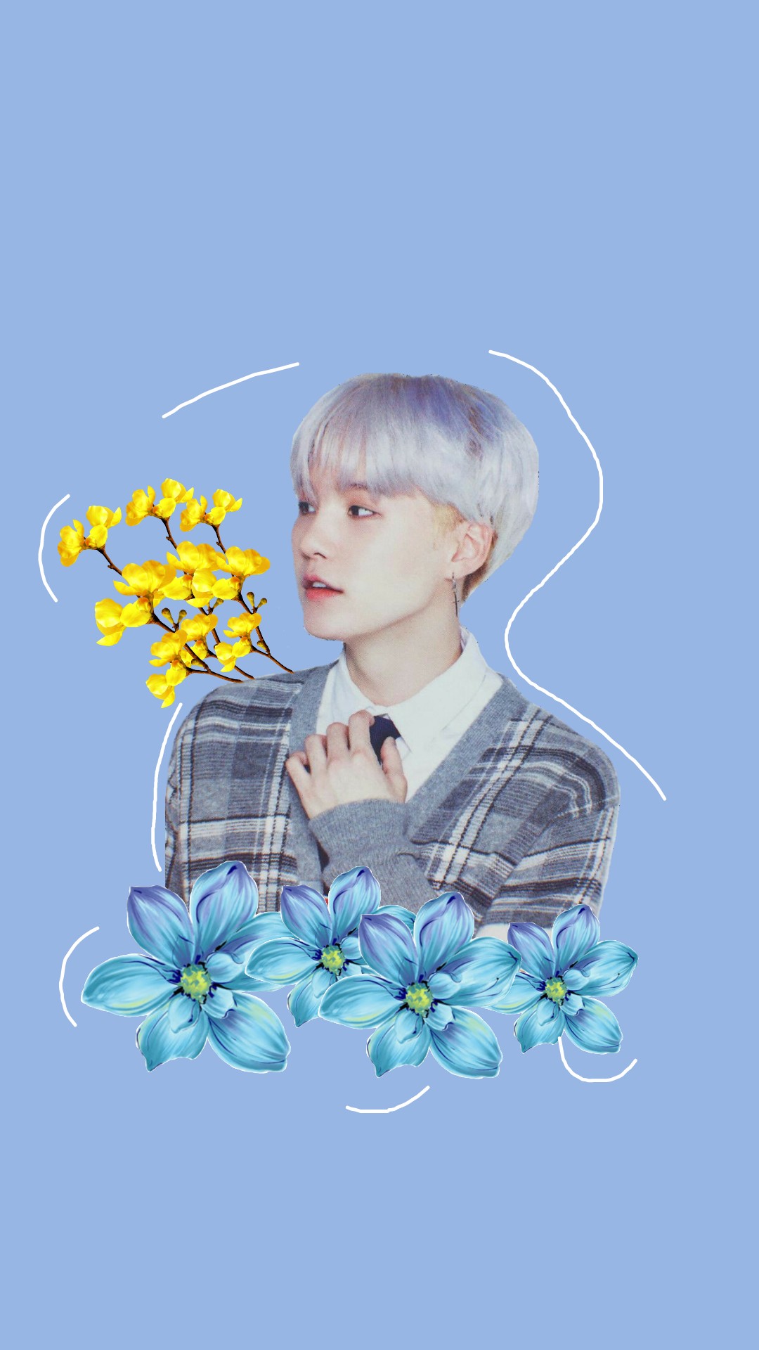Wallpaper Lockscreen bts cute blue yellow kpop flowers...